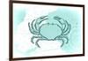 Crab - Teal - Coastal Icon-Lantern Press-Framed Art Print