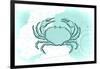 Crab - Teal - Coastal Icon-Lantern Press-Framed Art Print