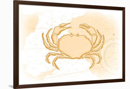 Crab - Yellow - Coastal Icon-Lantern Press-Framed Art Print