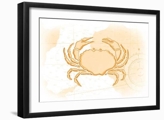 Crab - Yellow - Coastal Icon-Lantern Press-Framed Art Print