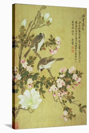 Crabapple, Magnolia and Baitou Birds-Ma Yuanyu-Stretched Canvas