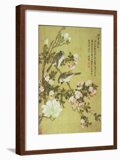 Crabapple, Magnolia and Baitou Birds-Ma Yuanyu-Framed Giclee Print