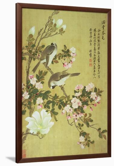 Crabapple, Magnolia and Baitou Birds-Ma Yuanyu-Framed Giclee Print