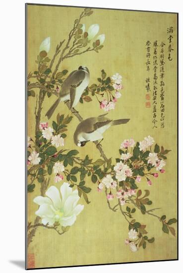 Crabapple, Magnolia and Baitou Birds-Ma Yuanyu-Mounted Giclee Print