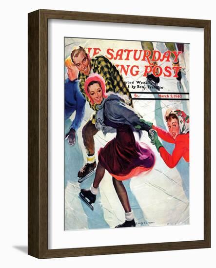 "Crack the Whip", Saturday Evening Post Cover, March 2, 1940-Emery Clarke-Framed Giclee Print