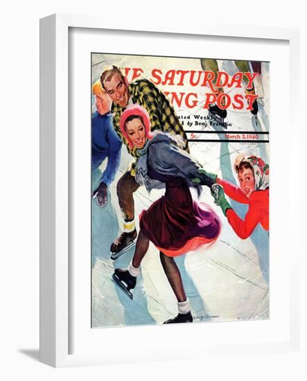 "Crack the Whip", Saturday Evening Post Cover, March 2, 1940-Emery Clarke-Framed Giclee Print