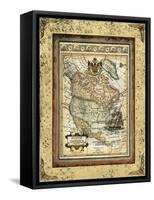 Crackled Map of North America-Deborah Bookman-Framed Stretched Canvas