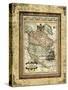 Crackled Map of North America-Deborah Bookman-Stretched Canvas