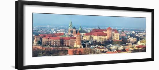 Cracow Skyline with Aerial View of Historic Royal Wawel Castle and City Center-bloodua-Framed Photographic Print