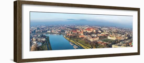 Cracow Skyline with Aerial View of Historic Royal Wawel Castle and City Center-bloodua-Framed Photographic Print