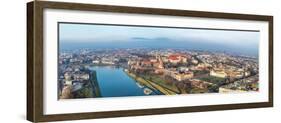 Cracow Skyline with Aerial View of Historic Royal Wawel Castle and City Center-bloodua-Framed Photographic Print