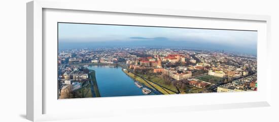 Cracow Skyline with Aerial View of Historic Royal Wawel Castle and City Center-bloodua-Framed Photographic Print