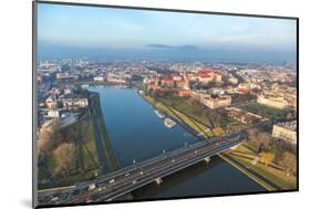 Cracow Skyline with Aerial View of Historic Royal Wawel Castle and City Center-bloodua-Mounted Photographic Print