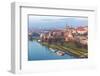 Cracow Skyline with Aerial View of Historic Royal Wawel Castle and City Center-bloodua-Framed Photographic Print