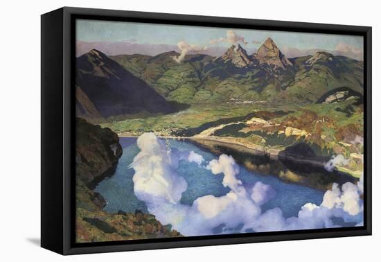 Cradle of the Confederation (Panorama of Lake Lucerne)-Charles Giron-Framed Stretched Canvas