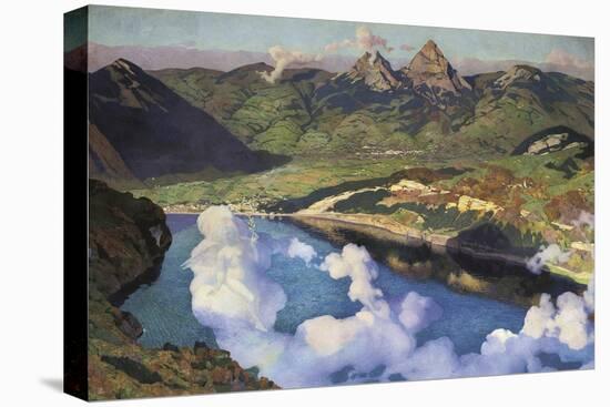 Cradle of the Confederation (Panorama of Lake Lucerne)-Charles Giron-Stretched Canvas