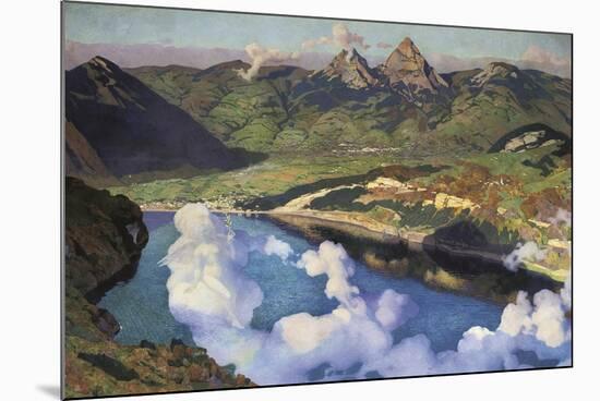 Cradle of the Confederation (Panorama of Lake Lucerne)-Charles Giron-Mounted Premium Giclee Print