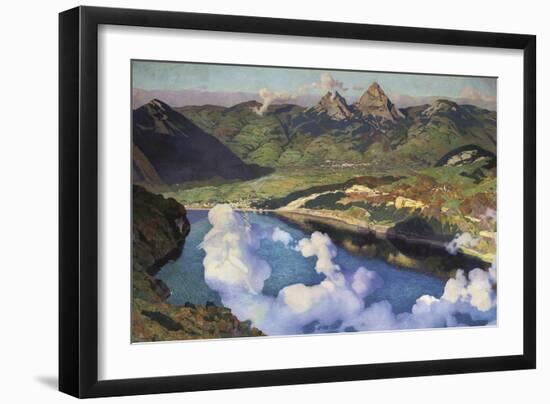 Cradle of the Confederation (Panorama of Lake Lucerne)-Charles Giron-Framed Art Print