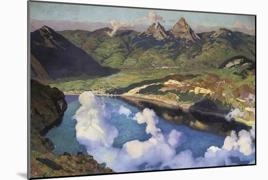 Cradle of the Confederation (Panorama of Lake Lucerne)-Charles Giron-Mounted Art Print