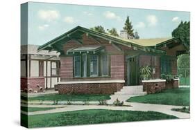 Craftsman Bungalow with Overhang-null-Stretched Canvas