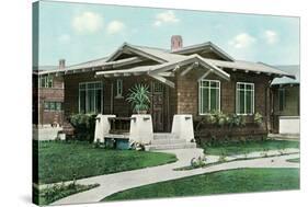 Craftsman House with Pillars-null-Stretched Canvas