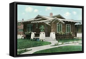 Craftsman House with Pillars-null-Framed Stretched Canvas