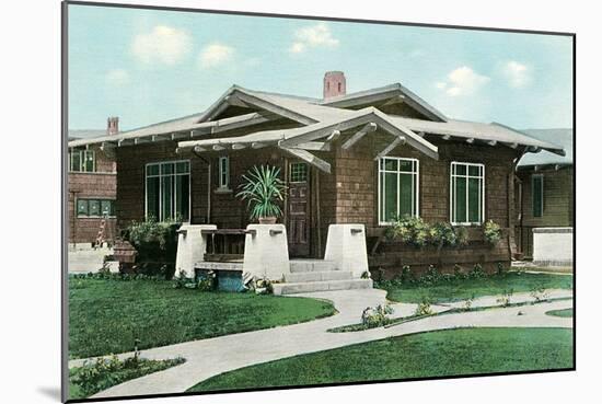 Craftsman House with Pillars-null-Mounted Art Print