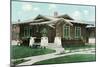 Craftsman House with Pillars-null-Mounted Art Print