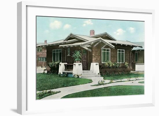 Craftsman House with Pillars-null-Framed Art Print
