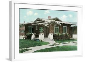 Craftsman House with Pillars-null-Framed Art Print