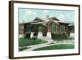 Craftsman House with Pillars-null-Framed Art Print