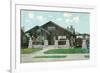 Craftsman House with Rock Pillars-null-Framed Art Print