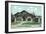 Craftsman House with Rock Pillars-null-Framed Art Print