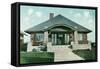 Craftsman House with Rock Pillars-null-Framed Stretched Canvas