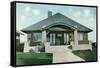 Craftsman House with Rock Pillars-null-Framed Stretched Canvas