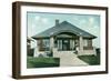 Craftsman House with Rock Pillars-null-Framed Art Print