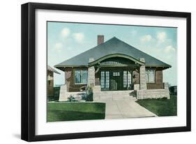 Craftsman House with Rock Pillars-null-Framed Art Print