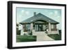 Craftsman House with Rock Pillars-null-Framed Art Print