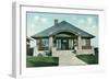 Craftsman House with Rock Pillars-null-Framed Art Print