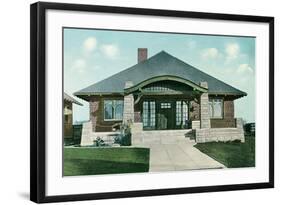 Craftsman House with Rock Pillars-null-Framed Art Print