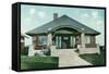 Craftsman House with Rock Pillars-null-Framed Stretched Canvas
