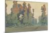 Craftsman Landscape with Sheep-null-Mounted Art Print