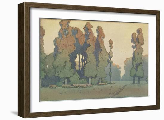 Craftsman Landscape with Sheep-null-Framed Art Print