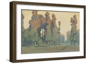 Craftsman Landscape with Sheep-null-Framed Art Print