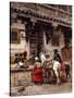 Craftsman Selling Cases by a Teak-Wood Building, Ahmedabad, C.1885-Edwin Lord Weeks-Stretched Canvas