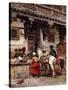 Craftsman Selling Cases by a Teak-Wood Building, Ahmedabad, C.1885-Edwin Lord Weeks-Stretched Canvas