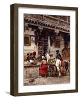 Craftsman Selling Cases by a Teak-Wood Building, Ahmedabad, C.1885-Edwin Lord Weeks-Framed Giclee Print