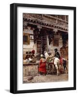 Craftsman Selling Cases by a Teak-Wood Building, Ahmedabad, C.1885-Edwin Lord Weeks-Framed Giclee Print