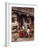 Craftsman Selling Cases by a Teak-Wood Building, Ahmedabad, C.1885-Edwin Lord Weeks-Framed Giclee Print