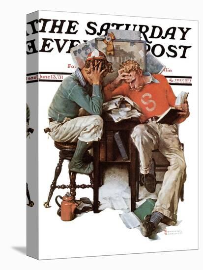 "Cramming" Saturday Evening Post Cover, June 13,1931-Norman Rockwell-Stretched Canvas